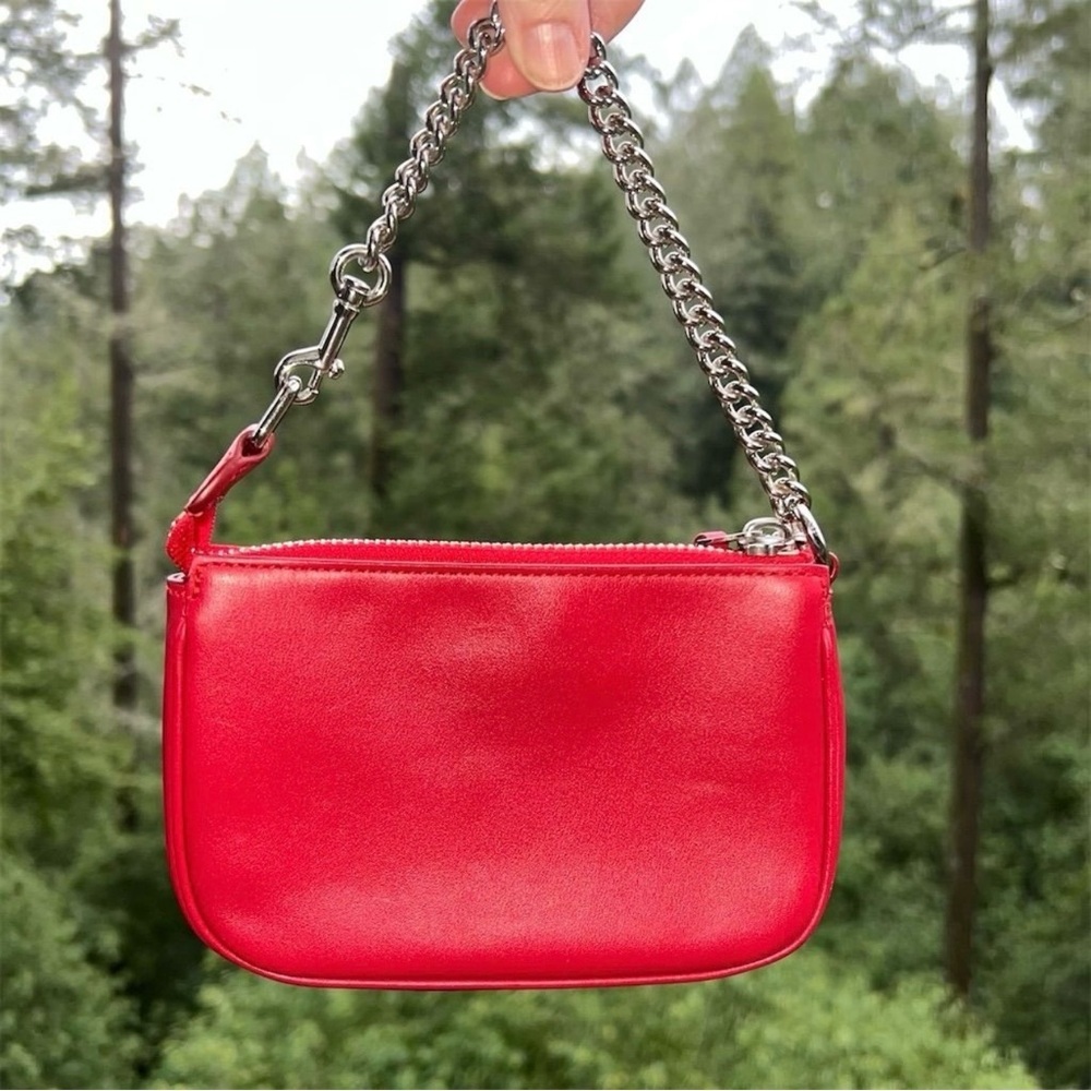 COACH Nolita 15 New York Red Leather w Silver Chain Convertible Wristlet Purse - Picture 3 of 9
